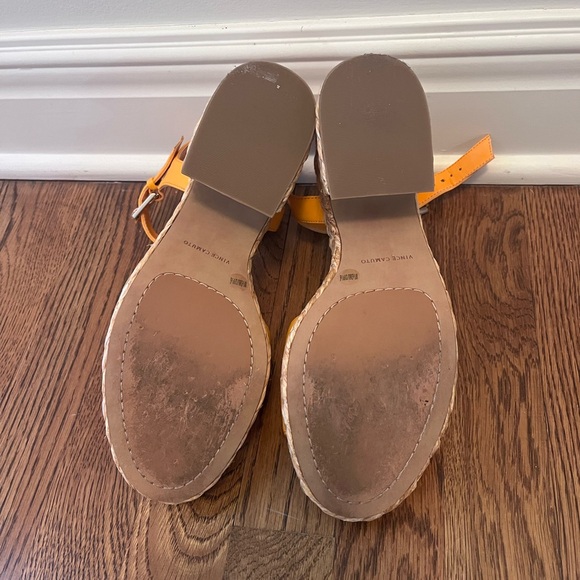Vince Camuto Ranneli Leather Raffia Block Heel Espadrille Orange . Size 8.5 - Picture 12 of 16